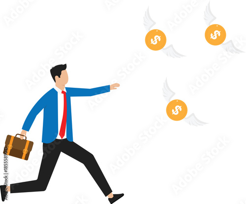 Losing money from business failure and investment mistake, tax or debt problem, bankruptcy or economic crisis or recession concept
