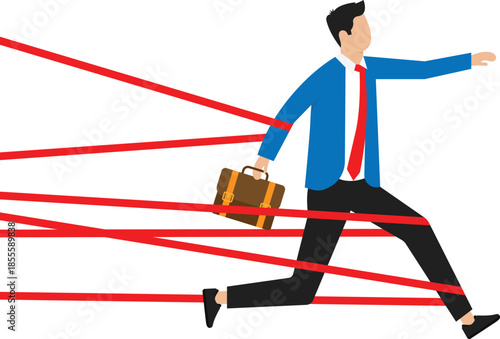 Business difficulty or struggle with career, limitation and trap or challenge to overcome to success concept
