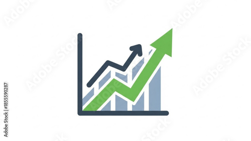 Wallpaper Mural Business Growth Bar Chart Icon with Upward Trend Line and Arrow Isolated on White Torontodigital.ca