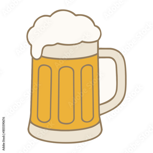Beer Mug Color Vector Icon for Pub Menu, Brewery Bar and Cold Alcohol Drink