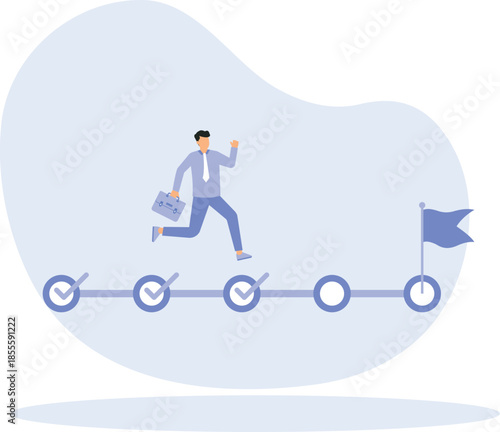tracking and goal tracker, task completion progress concept, businessman holding big pencil to check comProject pleted tasks.

