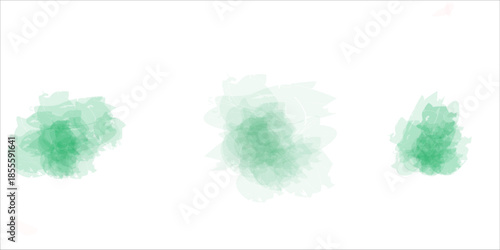 Set of abstract dark green watercolor water splash on a white background. Vector watercolour texture in salad color. Ink paint brush stain. Dark green splatters spot. Watercolor pastel splash