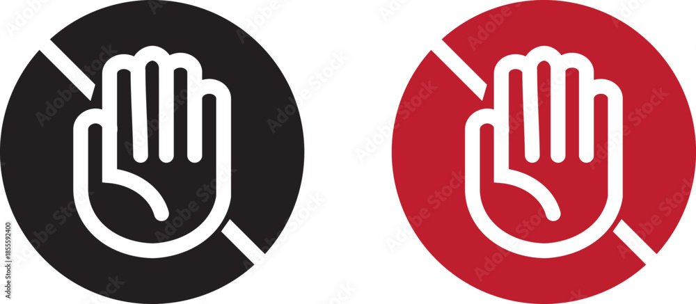Fototapeta premium Don't touch vector icons set. Do not enter sign with hand