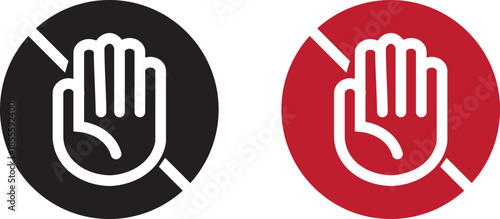 Don't touch vector icons set. Do not enter sign with hand