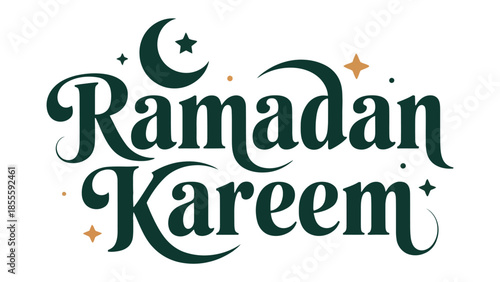 Ramadan Kareem Text: Elegant text design with crescent moon and star motifs, evoking a sense of reverence and reflection for the sacred month.