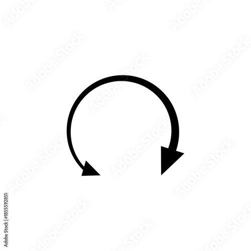 Dual semi circle arrow. Vector illustration. Semicircular curved thin long double ended arrow.
