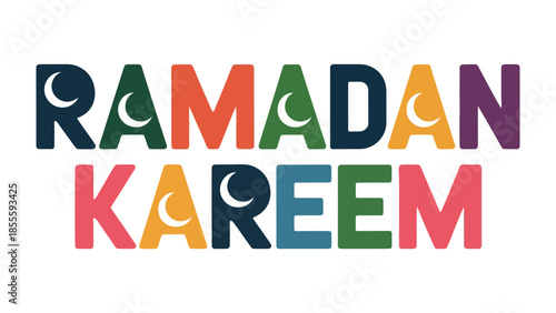Ramadan Kareem: A festive and vibrant graphic design with the words Ramadan Kareem, embodying the spirit of the holy month.