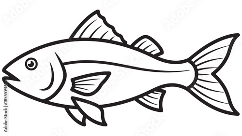 Vector line drawing of a fish for seafood industry branding and aquatic nature themes