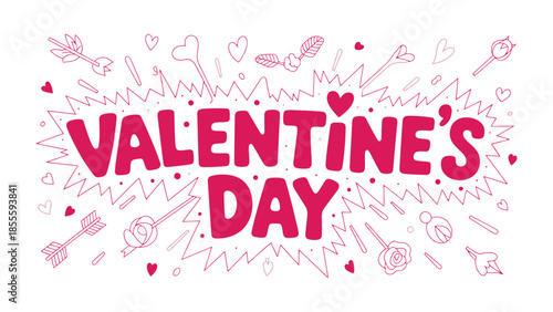 Valentine's Day graphic elements: A vibrant, eye-catching composition radiates love and affection. Featuring romantic symbols. a design for the occasion of Valentine's Day. 