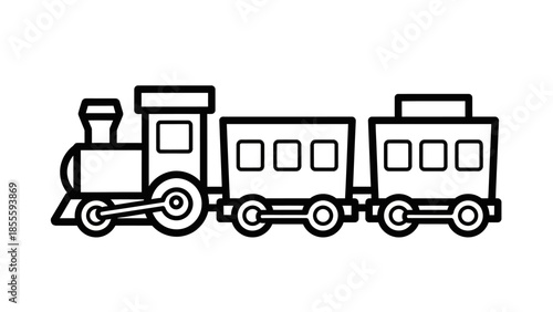 Simple Line Art Illustration of a Toy Train.