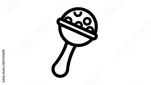 Simple Line Art Icon of a Baby Rattle Toy.