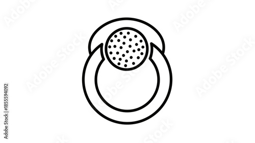 Simple Line Art Icon of a Golf Ball and Club.