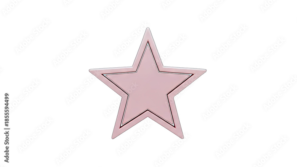 Fototapeta premium 3D Pink star with metallic outline on transparent background