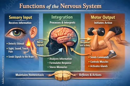 Human nervous system anatomy with autonomic system