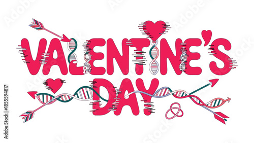 Valentine's Day Design: A colorful illustration celebrating love, featuring hearts, arrows, and an intricate design for Valentine's Day. 