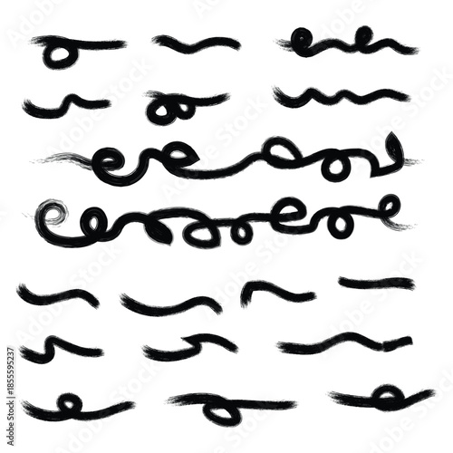 A collection of various squiggly lines and abstract shapes in black on a white background