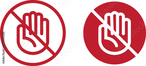 Don't touch vector icons set. Do not enter sign with hand