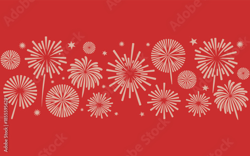 Red background with white fireworks celebration stars