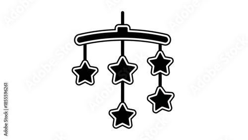 Simple Star Baby Mobile Icon Black and White.