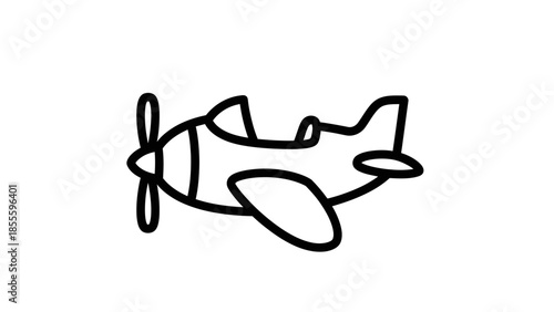 Simple Line Drawing of a Classic Airplane.