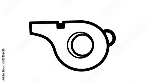 Simple Line Drawing of a Classic Sports Whistle.