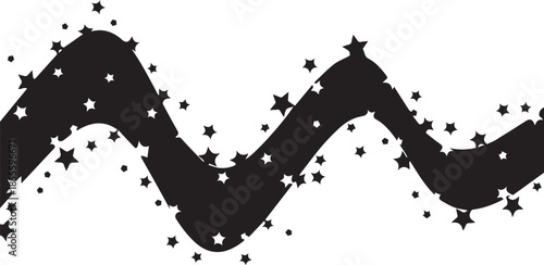 Abstract wavy line with scattered stars and dots