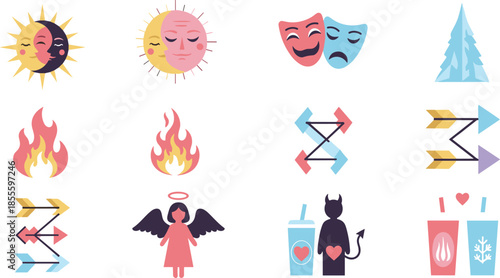 Vibrant icons for emotions and concepts in modern design