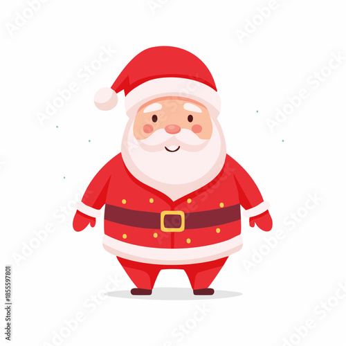 A cheerful cartoon Santa Claus in a red suit and hat