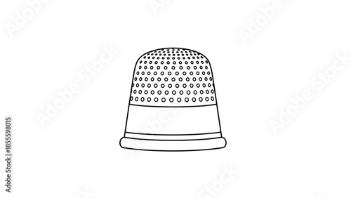 A simple black and white line art icon of a tailor's thimble, a tool used for protecting fingers during hand sewing.