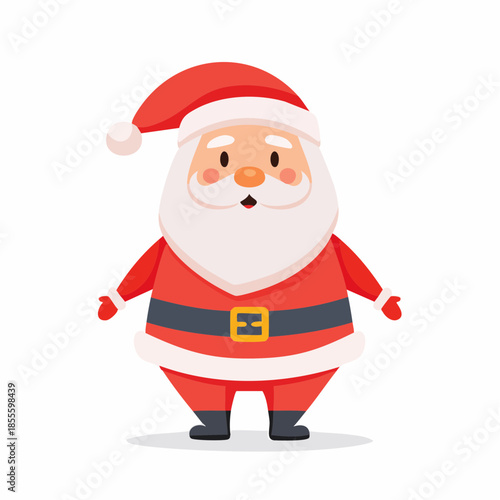 A cheerful cartoon Santa Claus standing in a festive holiday pose