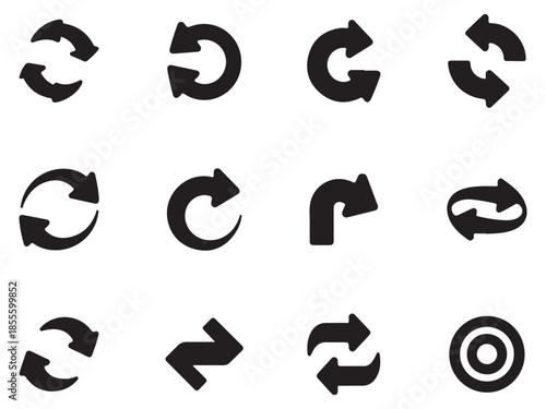 Set of sleek recycling and directional arrows for eco-friendly and navigational use