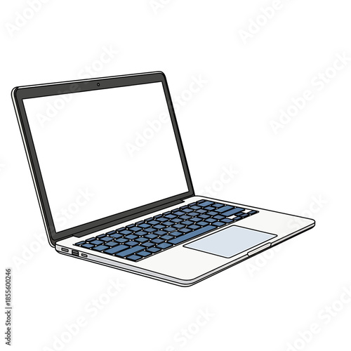 Illustration of a laptop with a blank screen on a white background