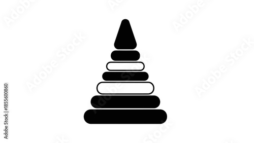 Simple Black and White Stacking Toy Icon.