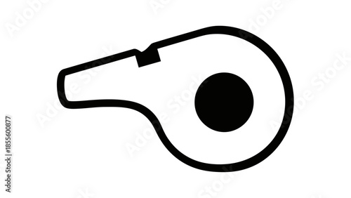Simple Black and White Whistle Icon Illustration.