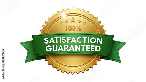 Golden satisfaction guaranteed badge icon isolated on transparent background