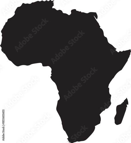 Black silhouette of the african continent and madagascar