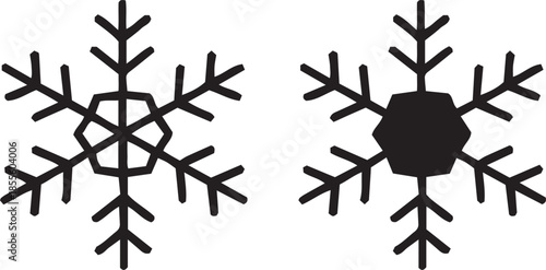 Snowflake simple black line icons. Snowflake set.  Snowflake icons. Vector snow