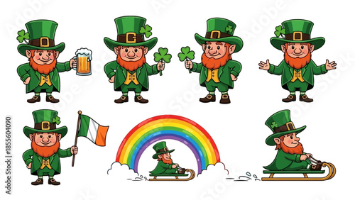 Leprechauns and St. Patrick's Day themed illustrations.