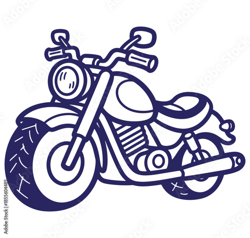Classic cruiser motorcycle illustration in outline style perfect for design and decoration projects