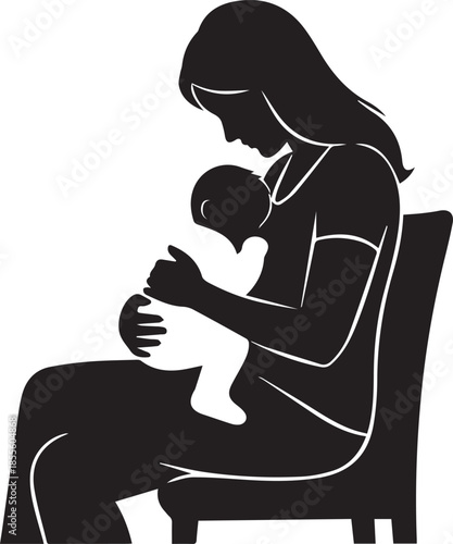 Woman nursing infant in chair