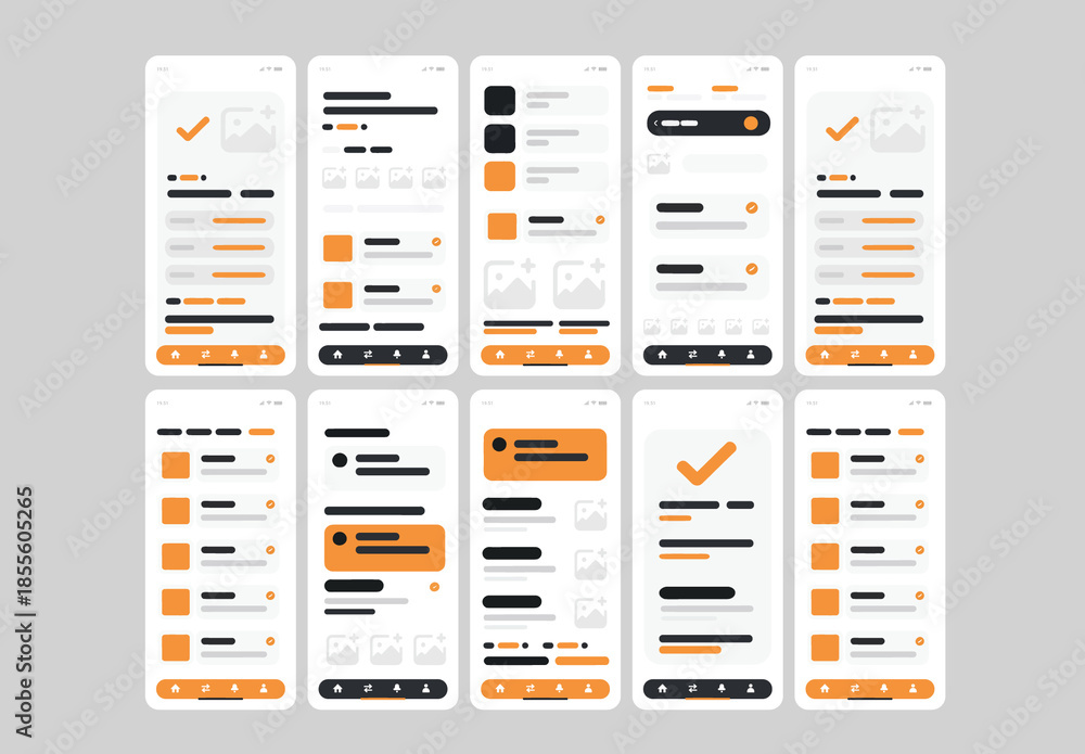 Mobile App Wireframe Design 素材庫範本 | Adobe Stock
