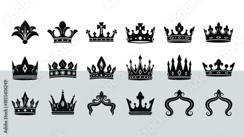 Collection of Royalty Crowns Vector Icons