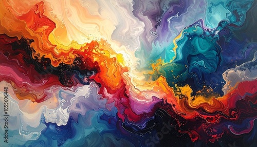 Vibrant Abstract Art - A Colorful Explosion of Swirling Hues and Dynamic Forms.