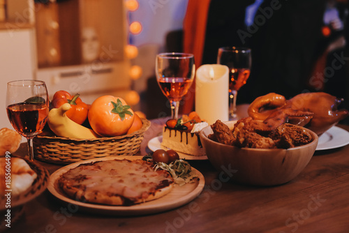 Friends enjoying a Halloween party at a bar making a toast