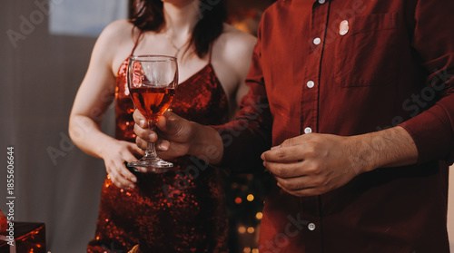 Festive Office Christmas Party with Delicious Food. A beautifully decorated office space with Christmas trees and festive lights, set up for a holiday party.