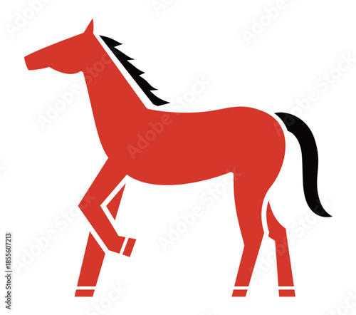 馬のシンプルなイラスト　ウマ　うま　午年　午　うま年　年賀状　2026年　白背景　動物　横