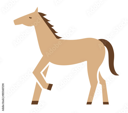 馬のシンプルなイラスト　ウマ　うま　午年　午　うま年　年賀状　2026年　白背景　動物　横