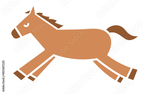 馬のシンプルなイラスト　ウマ　うま　午年　午　うま年　年賀状　2026年　白背景　動物　横