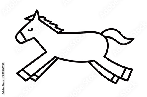 馬のシンプルなイラスト　ウマ　うま　午年　午　うま年　年賀状　2026年　白背景　動物　横