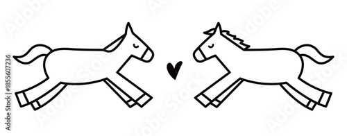 馬のシンプルなイラスト　ウマ　うま　午年　午　うま年　年賀状　2026年　白背景　動物　横